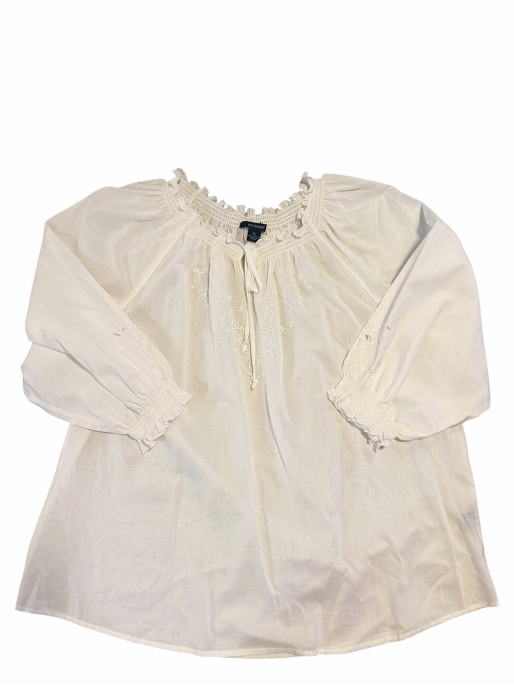 Westbound Cotton Blouse Eyelet Trad Wife Feminine Embroidered Cottage Core